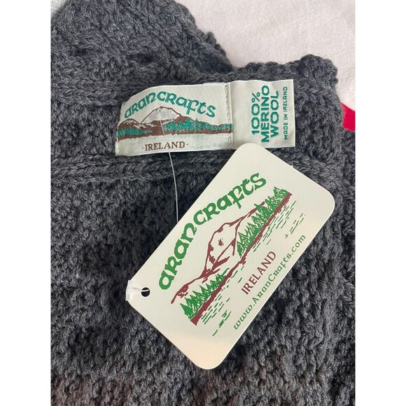 NWT NEW Aran Crafts Irish Merino wool Scarf‎ & Fingerless gloves Gray gift set - Picture 1 of 5